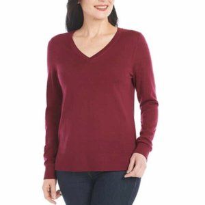 DEFECT Katherine Barclay Women Merino Wool V-Neck Sweater Red Size S $60 9C220